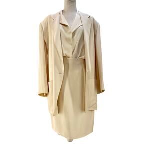 Vintage Donna Karen Silk 3pc Skirt Set Ecru Cream Ivory DKNY Office Siren